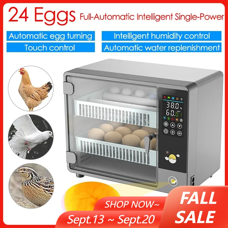 Quail Egg Incubator - 24-Eier-Inkubator, vollautomatisch, drehbar, Brutapparat, Brüter, Bauernhof,