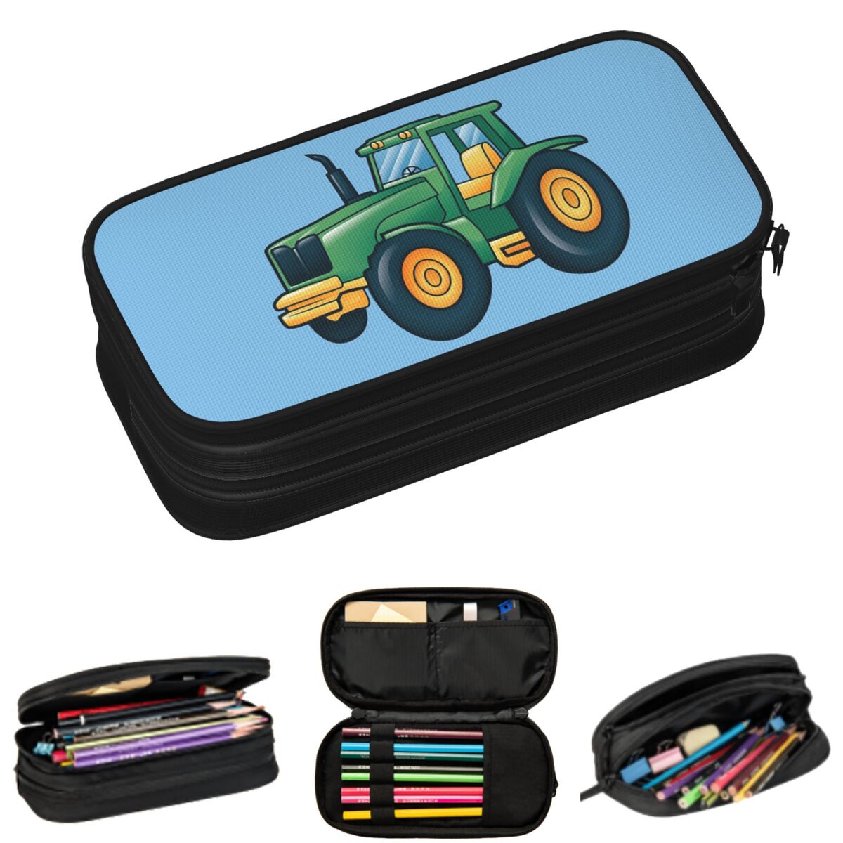Agriculture Farming Cartoon - Federmäppchen mit Cartoon-Motiv, landwirtschaftlicher Traktor auf